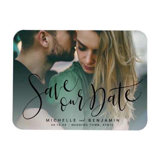 Magnet Flexible Mariage photo script moderne enregistrer l'aimant (Horizontal)