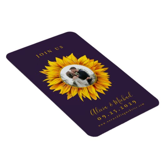 Magnet Flexible Mariage photo tournesol rustique enregistrer la da (Côté Droit)