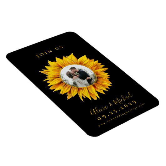 Magnet Flexible Mariage photo tournesol rustique enregistrer la da (Côté Droit)
