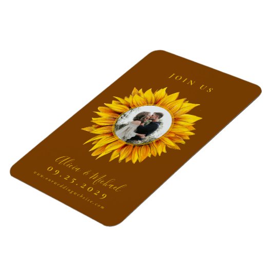 Magnet Flexible Mariage photo tournesol rustique enregistrer la da (Côté Gauche)