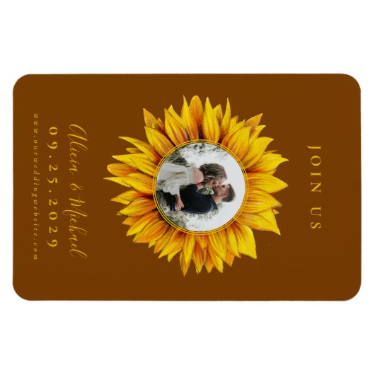 Magnet Flexible Mariage photo tournesol rustique enregistrer la da (Horizontal)
