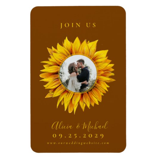 Magnet Flexible Mariage photo tournesol rustique enregistrer la da (Vertical)