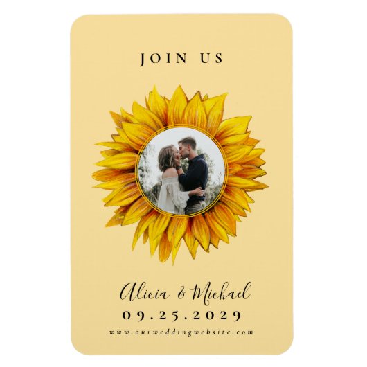 Magnet Flexible Mariage photo tournesol rustique enregistrer la da (Vertical)