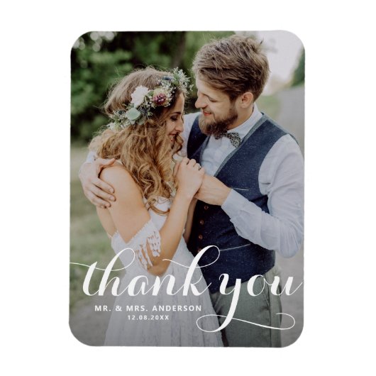Magnet Flexible Mariage photo White Modern Calligraphy (Vertical)