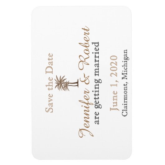 Magnet Flexible Mariage Rose Bleu et Or Compass Enregistrer la dat (Vertical)