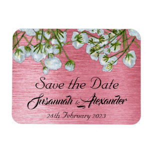 Magnet Flexible Mariage rose contemporain Enregistrer la date