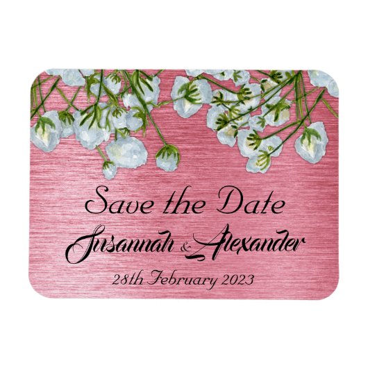 Magnet Flexible Mariage rose contemporain Enregistrer la date (Horizontal)