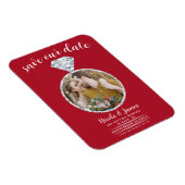 Magnet Flexible Mariage rouge Bling photo Enregistrer la date (Côté Droit)