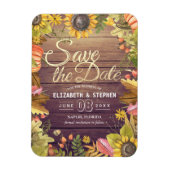 Magnet Flexible Mariage Sauvegarder La Date Automne Feuilles Bois (Vertical)