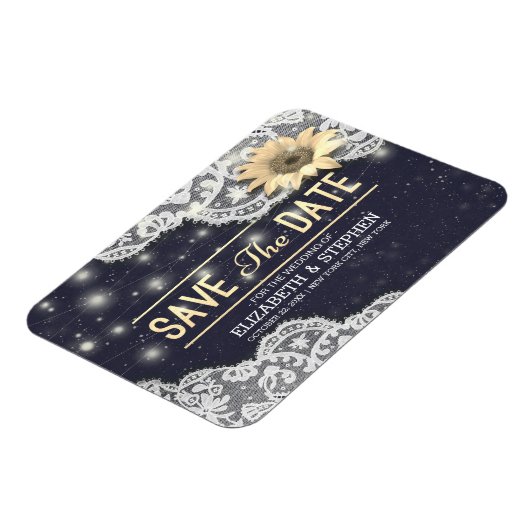 Magnet Flexible Mariage Sauvegarder La Date Dentelle Tournesol Cha (Côté Gauche)