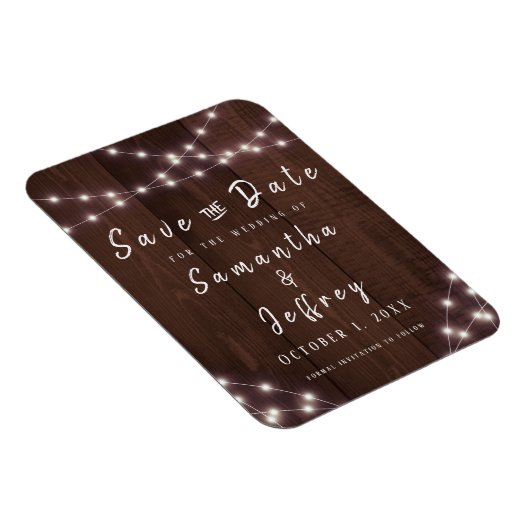 Magnet Flexible Mariage Sauvegarder la date Rustique String Lumièr (Côté Droit)