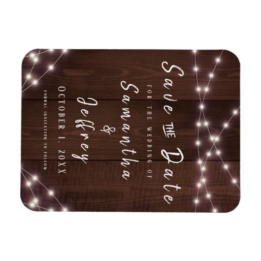 Magnet Flexible Mariage Sauvegarder la date Rustique String Lumièr (Horizontal)