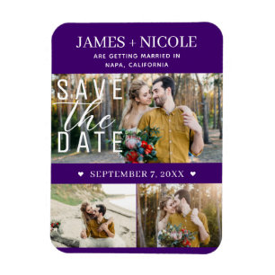 Magnet Flexible Mariage Save the Date Moderne Indigo 3 Photos