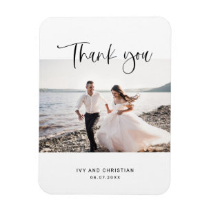 Magnet Flexible Mariage Script Merci photo