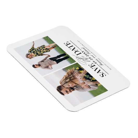 Magnet Flexible Mariage Simple Et Design Enregistrer La Date 2 Pho (Côté Droit)