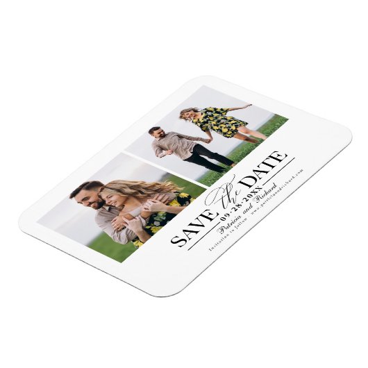 Magnet Flexible Mariage Simple Et Design Enregistrer La Date 2 Pho (Côté Gauche)