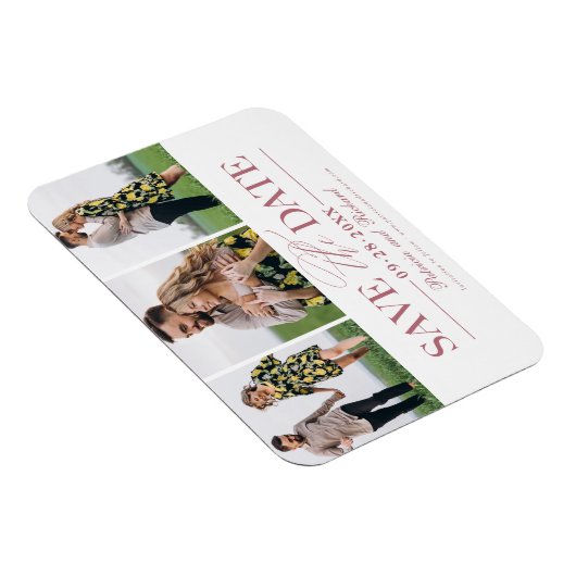 Magnet Flexible Mariage Simple Et Design Enregistrer La Date 3 Pho (Côté Droit)