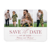 Magnet Flexible Mariage Simple Et Design Enregistrer La Date 3 Pho (Horizontal)
