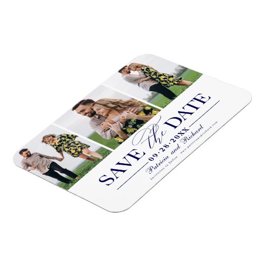 Magnet Flexible Mariage Simple Et Design Enregistrer La Date 3 Pho (Côté Gauche)