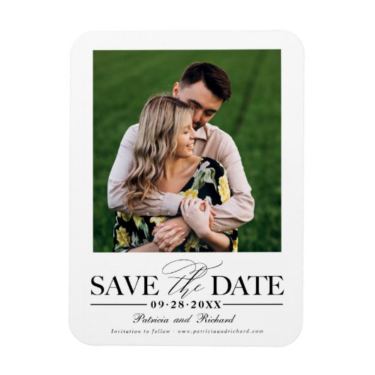 Magnet Flexible Mariage Simple Et Design Enregistrer La Photo Date (Vertical)