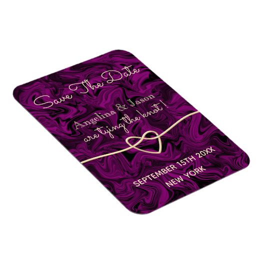 Magnet Flexible Mariage Simple Violet Enregistrer L'Invitation Dat (Côté Droit)