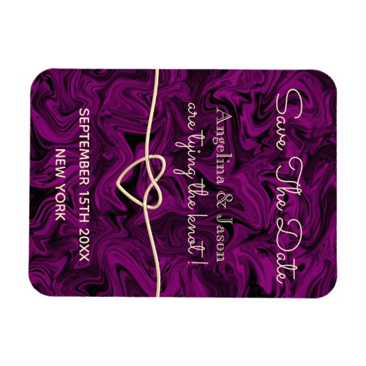 Magnet Flexible Mariage Simple Violet Enregistrer L'Invitation Dat (Horizontal)