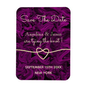 Magnet Flexible Mariage Simple Violet Enregistrer L'Invitation Dat