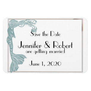 Magnet Flexible Mariage Turquoise Art déco Brown Enregistrer la da