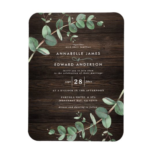 Magnet Flexible Mariage verdure Eucalyptus botanique bois sombre (Vertical)