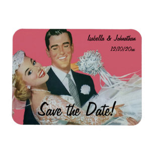 Magnet Flexible Mariage Vintage Heureux Jeunes Mariés, Sauvegarder