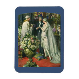 Magnet Flexible Mariage vintage, Mariée et Salle avec Menorah