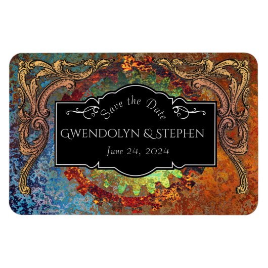 Magnet Flexible Mariage Vintage Steampunk "Sauvez La Date" (Horizontal)