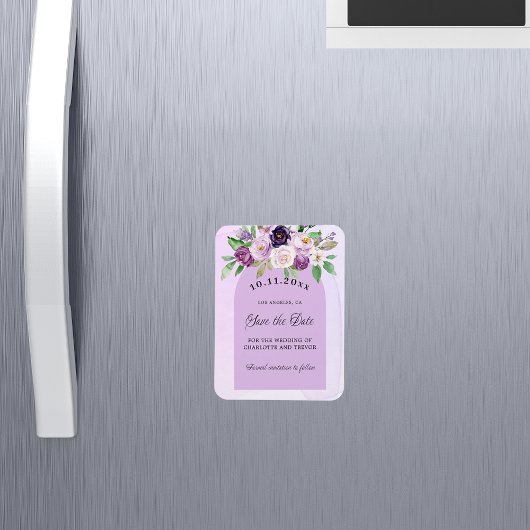 Magnet Flexible Mariage violet violet fleurs arch script