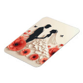 Magnet Flexible Mariée et marié en papier découpé avec des fleurs (Côté Gauche)