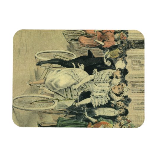 Magnet Flexible Mariés de mariage victorien sur bicyclette (Horizontal)
