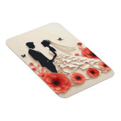 Magnet Flexible Mariés en papier découpé avec des fleurs (Côté Droit)