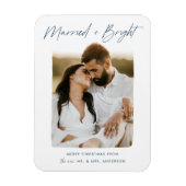 Magnet Flexible Mariés et lumineux Photo Navy Script (Vertical)