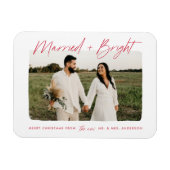 Magnet Flexible Mariés et Rouge Script Photo (Horizontal)