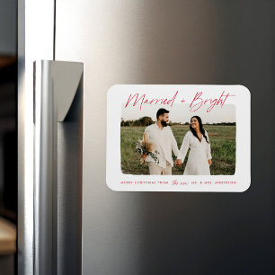 Magnet Flexible Mariés et Rouge Script Photo