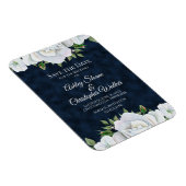 Magnet Flexible Marine Bleu Blanc Mariage floral Enregistrer la da (Côté Droit)