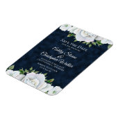 Magnet Flexible Marine Bleu Blanc Mariage floral Enregistrer la da (Côté Gauche)