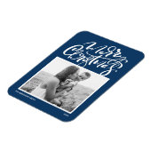 Magnet Flexible Marine bleu Moderne Calligraphie photo Noël (Côté Gauche)