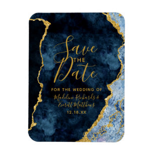 Magnet Flexible Marine Blue Gold Foil Agate Enregistrer la date Ma