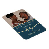 Magnet Flexible Marine Blue Photo Wedding Enregistrer La Date Invi (Côté Droit)