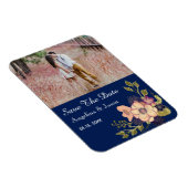 Magnet Flexible Marine Blue Photo Wedding Enregistrer La Date Invi (Côté Droit)