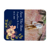 Magnet Flexible Marine Blue Photo Wedding Enregistrer La Date Invi (Horizontal)