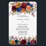 Magnet Flexible Marine Marsala Orange Floral Gold Wedding Inviter<br><div class="desc">Ce design présente un élément floral en bleu marine,  orange et marsala bordeaux avec feuilles et fleurs sauvages d'aquarelle de feuillage d'automne. Produits correspondants disponibles dans la collection "Marine Marsala Orange Floral Mariage géométrique"</div>