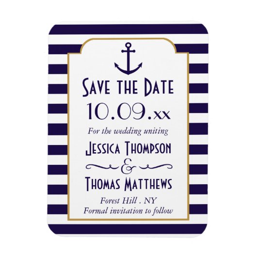 Magnet Flexible Marine Nautique Et Blancs Ancre Enregistrer La Dat (Vertical)