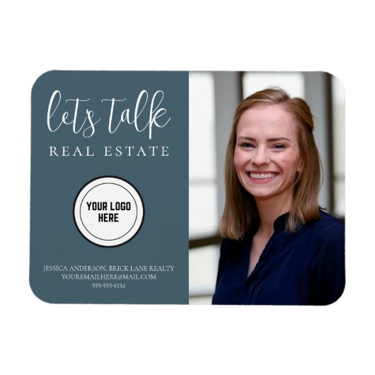 Magnet Flexible Marketing immobilier bleu professionnel (Horizontal)