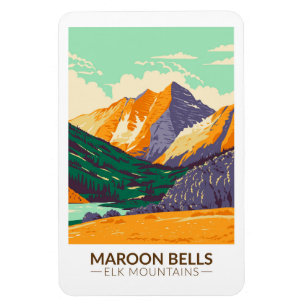 Magnet Flexible Maroon Bells Elk Mountains Colorado Vintage